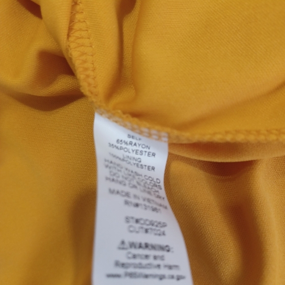 Naïf Boho Cold Shoulder Dress Sz M/L Yellow Crepe Knee Length Scoop Neck Island - Picture 7 of 8